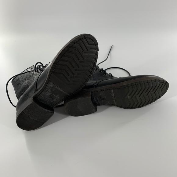 Frye Black Veronica Leather Combat Boots, Biker size 8.5 B - Picture 4 of 16